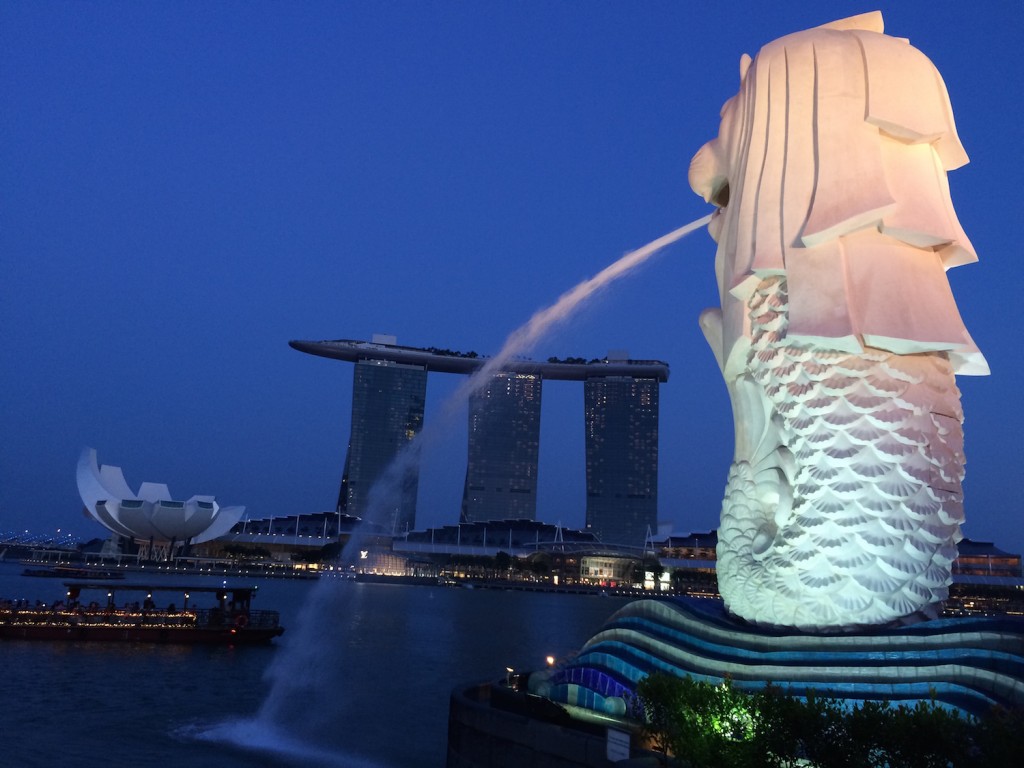 Merlion. It's kinda cool when you pass the crowd of people who take photos while you're just keep running. :p
